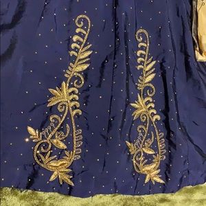 Dresses - Dark Blue Long Dress Golden Eetailing Dresses - Dark Blue Long Dress Golden Eetailing